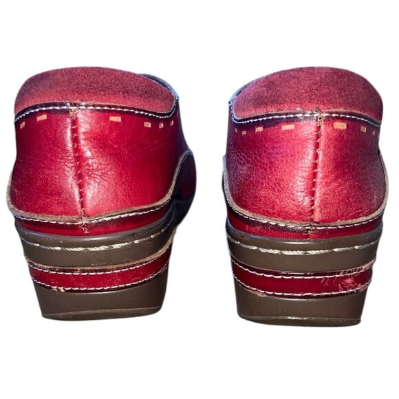 LArtiste By Spring Step Red Leather Floral Design Slip-On Shoes Size 39 - Picture 5 of 8